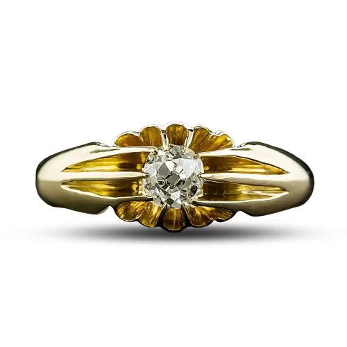 Early 20th Century Ring with Old Mine-Cut Diamond.