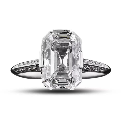 Art Deco Ring with Early-20th Century Emerald-Cut Diamond.