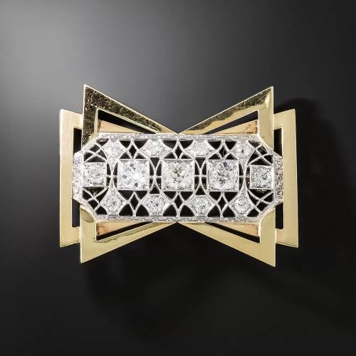 Art Deco/Retro Diamond Bow Brooch.