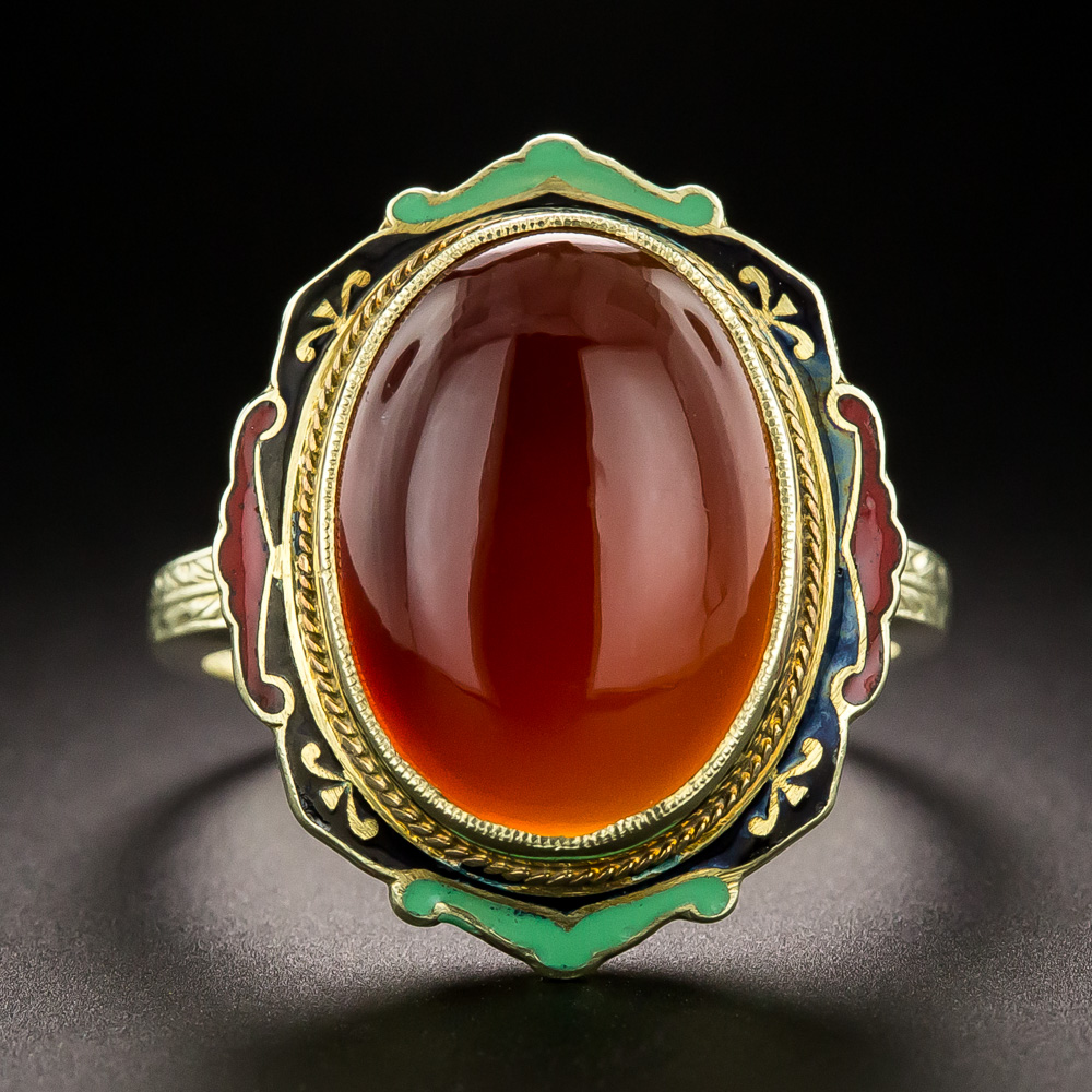Art Deco Carnelian And Enamel Ring