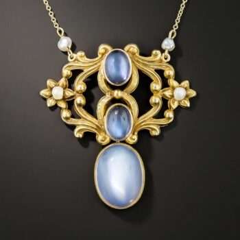 Art Nouveau Orthoclase Feldspar (Moonstone) Pendant.