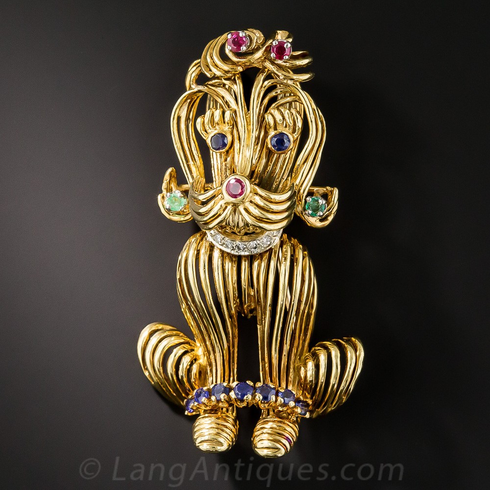 Gem Set Doggy Pin