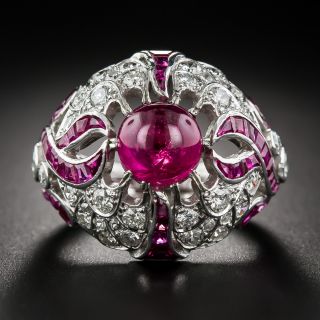 Large Art Deco Cabochon Ruby Ring - 1